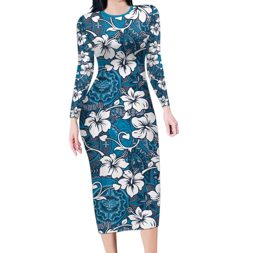 Karakarawa Bula Fiji Family Matching Long Sleeve Bodycon Dress and Hawaiian Shirt Fijian Tapa Seamless Hibiscus - Polynesian Pride