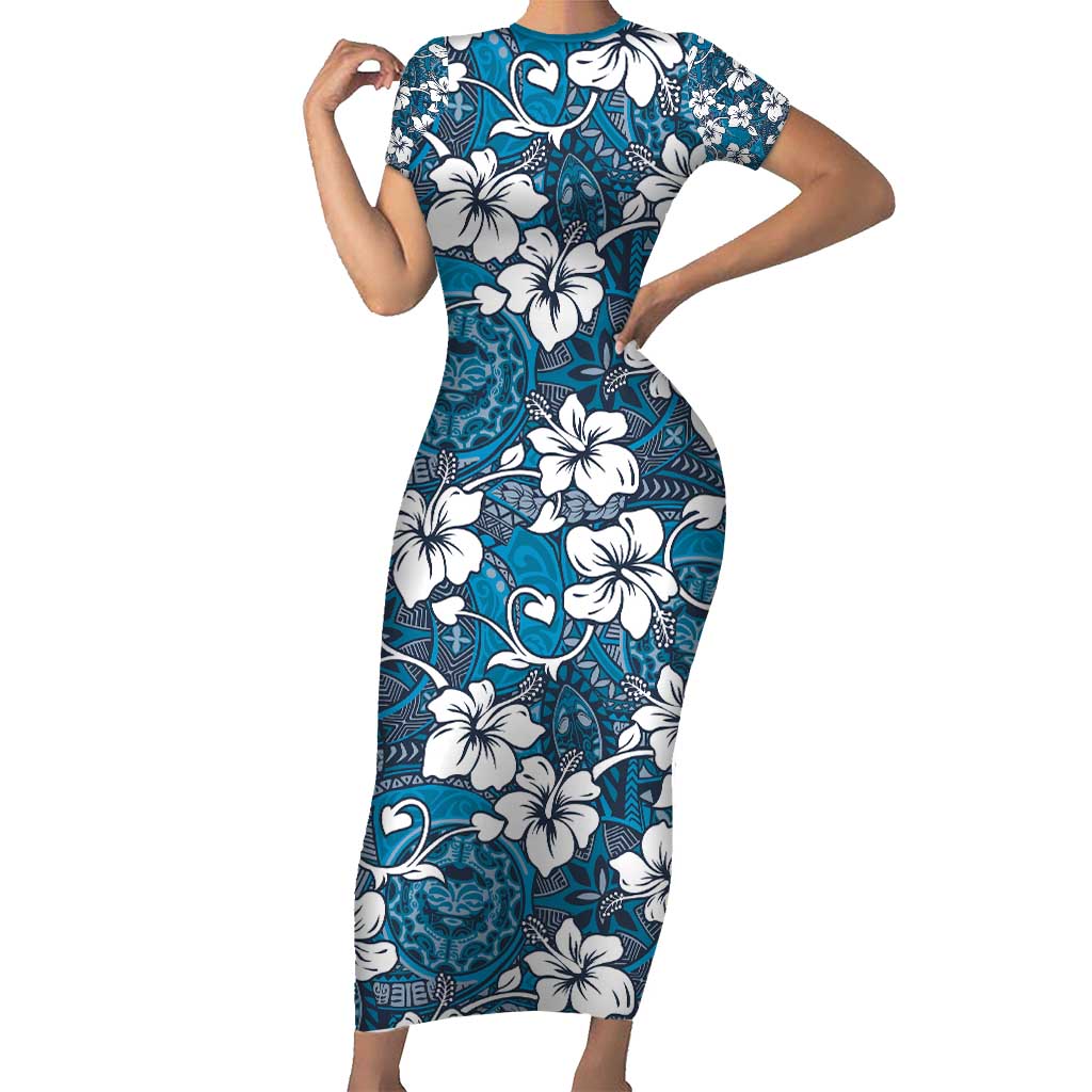 Karakarawa Bula Fiji Family Matching Short Sleeve Bodycon Dress and Hawaiian Shirt Fijian Tapa Seamless Hibiscus - Polynesian Pride