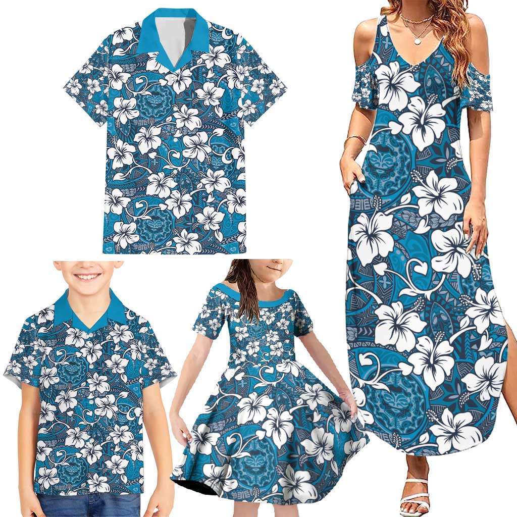 Karakarawa Bula Fiji Family Matching Summer Maxi Dress and Hawaiian Shirt Fijian Tapa Seamless Hibiscus - Polynesian Pride