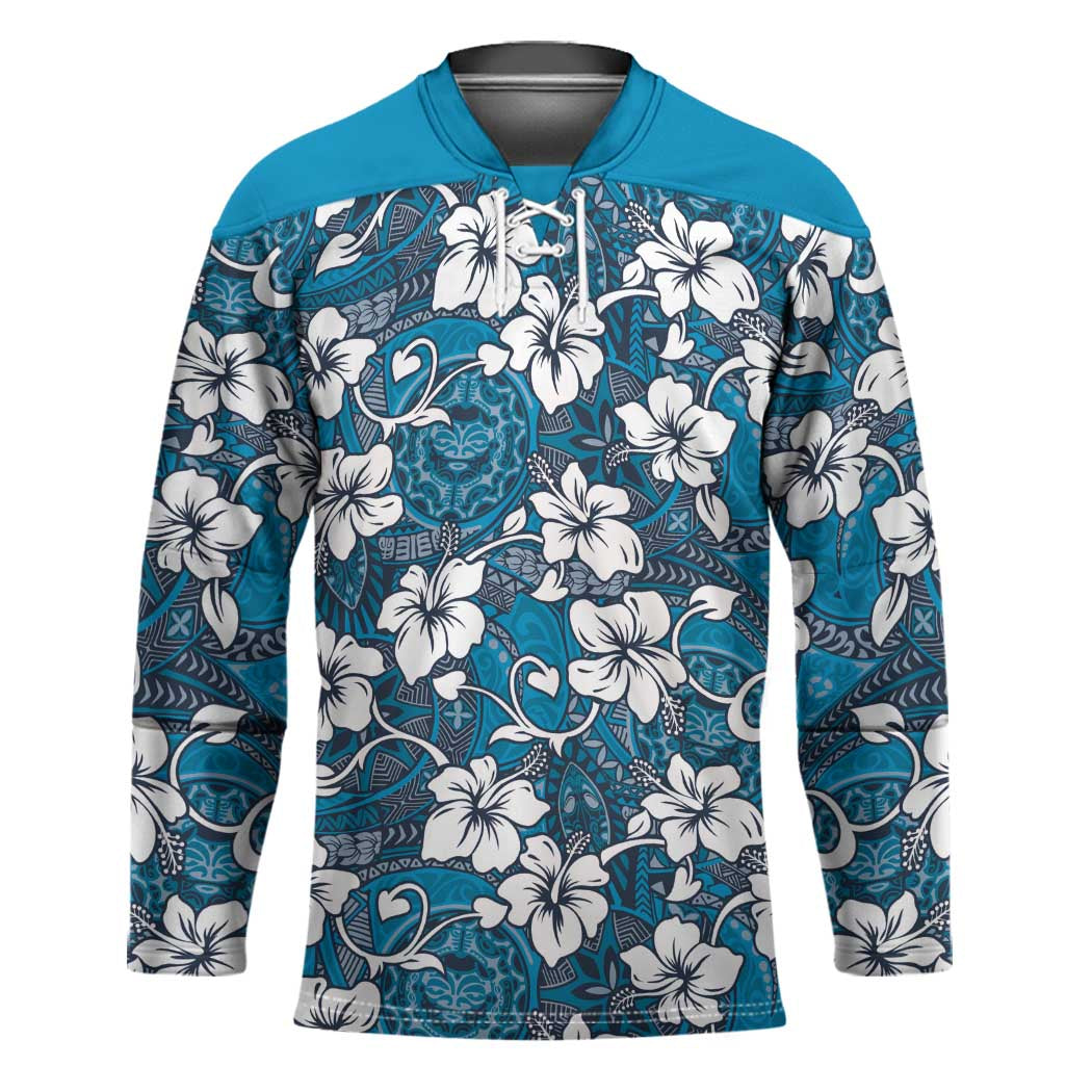 Karakarawa Bula Fiji Hockey Jersey Fijian Tapa Seamless Hibiscus - Polynesian Pride
