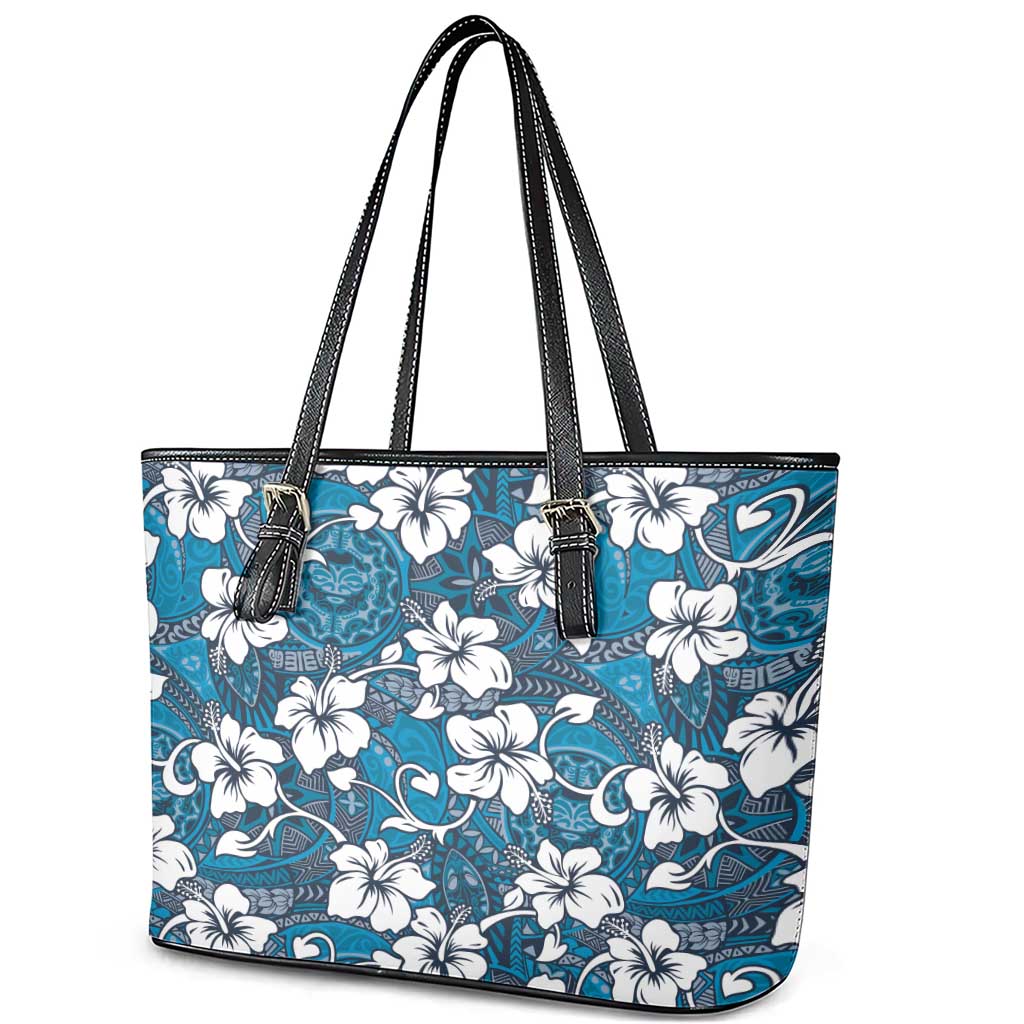 Karakarawa Bula Fiji Leather Tote Bag Fijian Tapa Seamless Hibiscus - Polynesian Pride