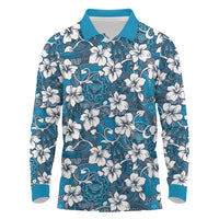 Karakarawa Bula Fiji Long Sleeve Polo Shirt Fijian Tapa Seamless Hibiscus - Polynesian Pride