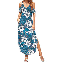 Karakarawa Bula Fiji Summer Maxi Dress Fijian Tapa Seamless Hibiscus - Polynesian Pride