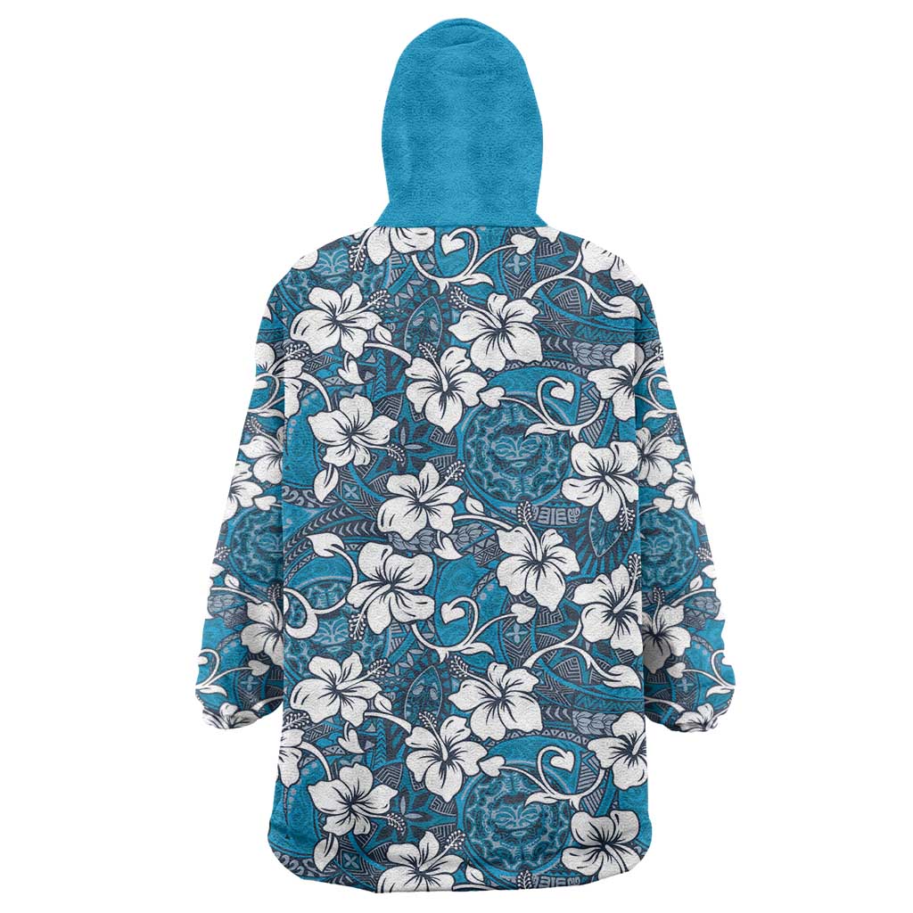 Karakarawa Bula Fiji Wearable Blanket Hoodie Fijian Tapa Seamless Hibiscus - Polynesian Pride