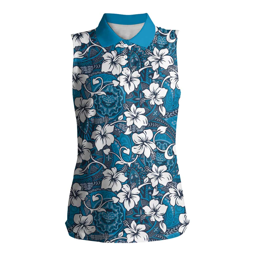 Karakarawa Bula Fiji Women Sleeveless Polo Shirt Fijian Tapa Seamless Hibiscus - Polynesian Pride