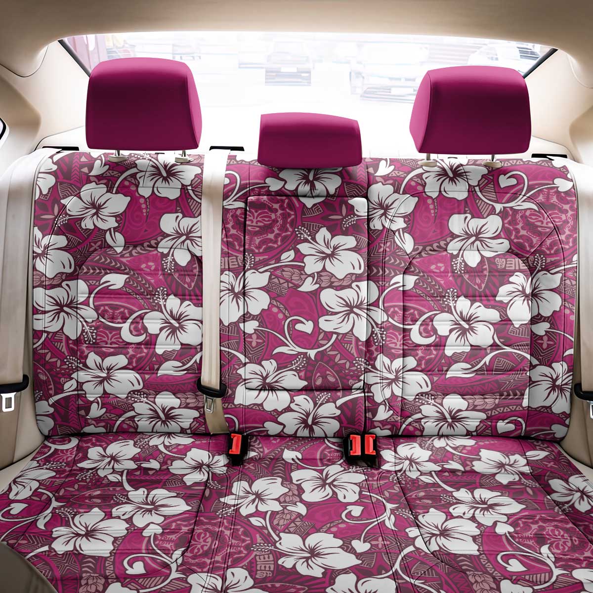 Piqi Bula Fiji Back Car Seat Cover Fijian Tapa Seamless Hibiscus - Polynesian Pride