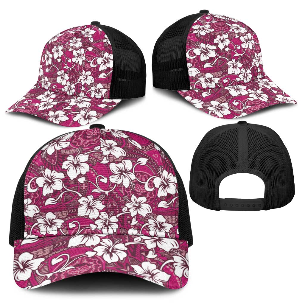 Piqi Bula Fiji Baseball Net Cap Fijian Tapa Seamless Hibiscus - Polynesian Pride