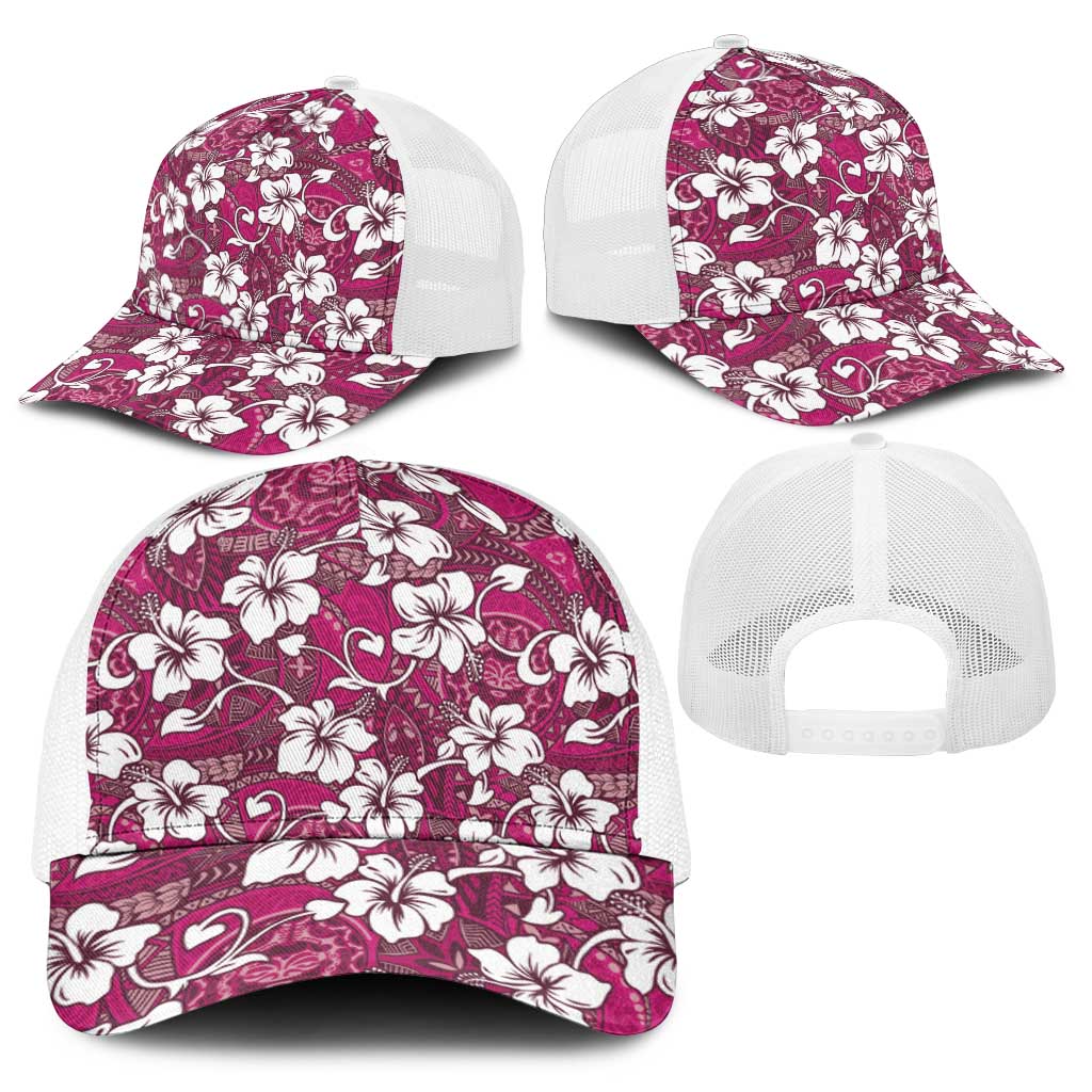 Piqi Bula Fiji Baseball Net Cap Fijian Tapa Seamless Hibiscus - Polynesian Pride
