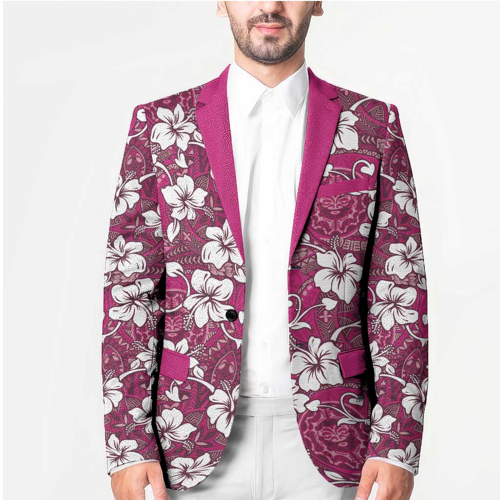 Piqi Bula Fiji Blazer Fijian Tapa Seamless Hibiscus - Polynesian Pride