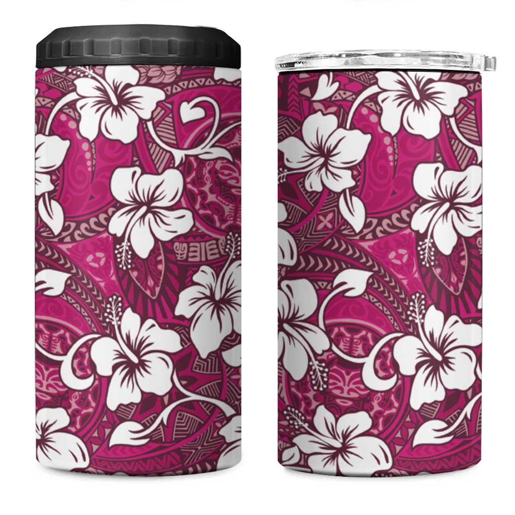 Piqi Bula Fiji 4 in 1 Can Cooler Tumbler Fijian Tapa Seamless Hibiscus - Polynesian Pride