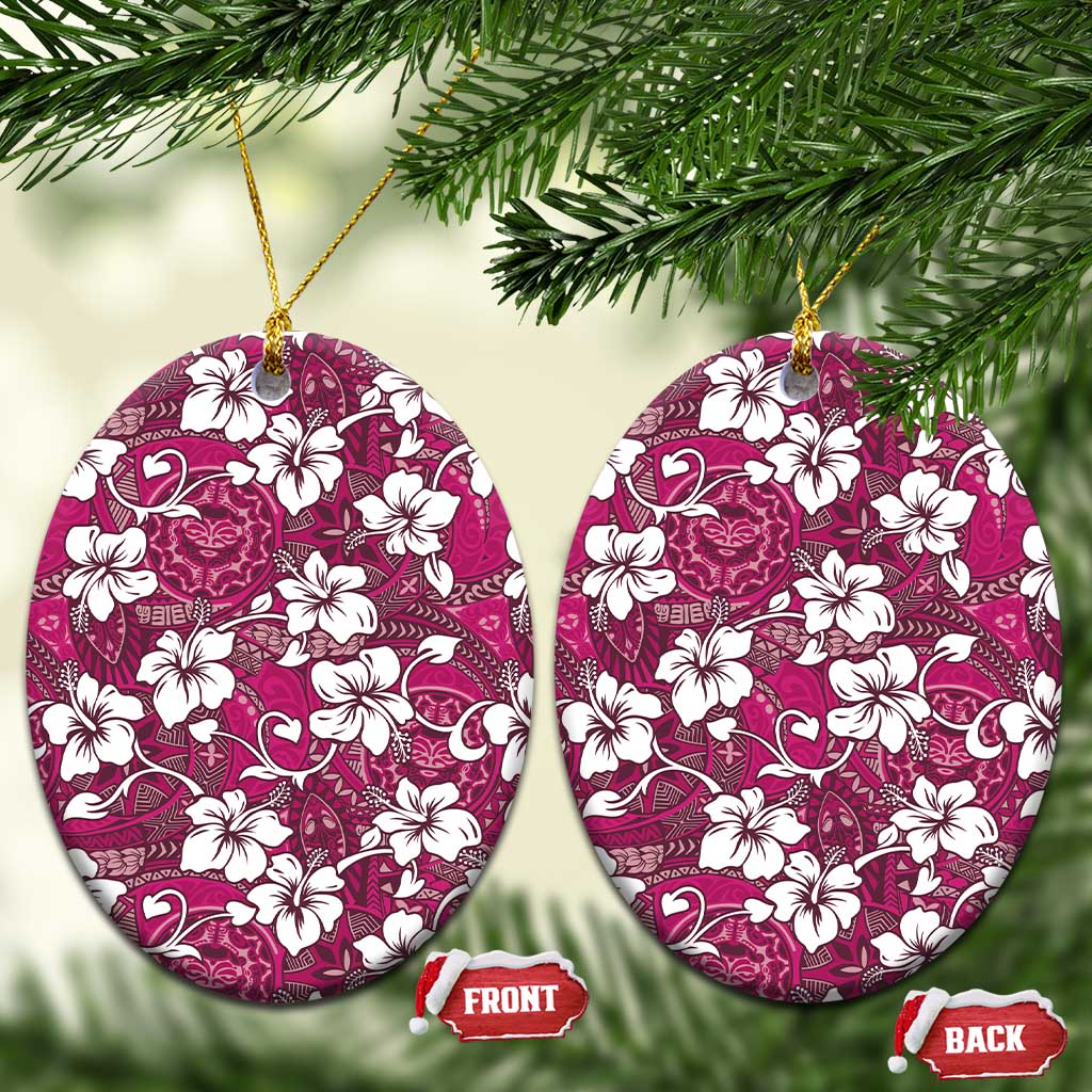 Piqi Bula Fiji Ceramic Ornament Fijian Tapa Seamless Hibiscus - Polynesian Pride