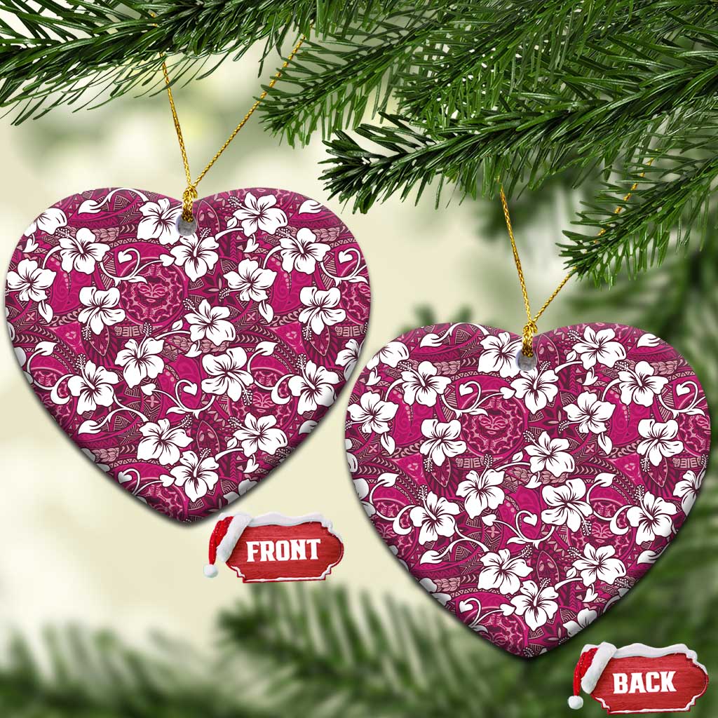 Piqi Bula Fiji Ceramic Ornament Fijian Tapa Seamless Hibiscus - Polynesian Pride