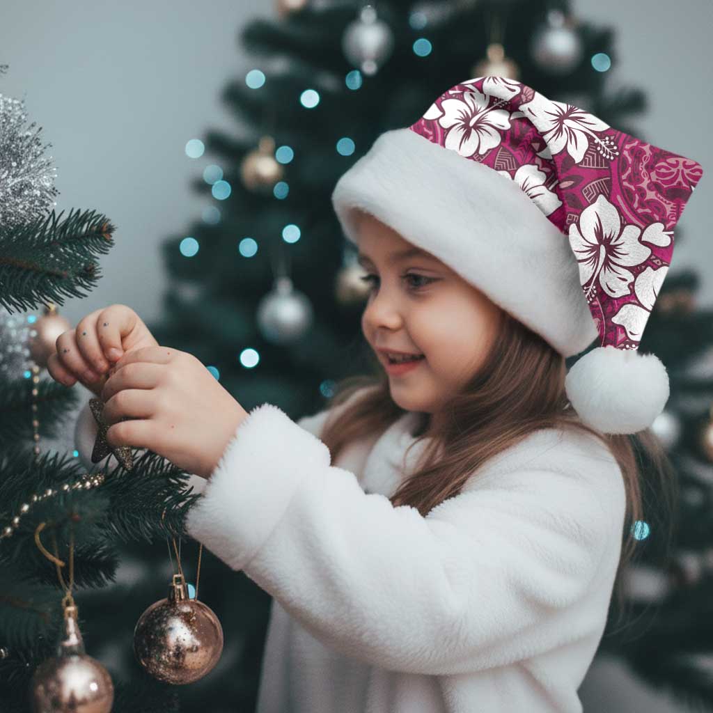 Piqi Bula Fiji Christmas Santa Hat Fijian Tapa Seamless Hibiscus - Polynesian Pride