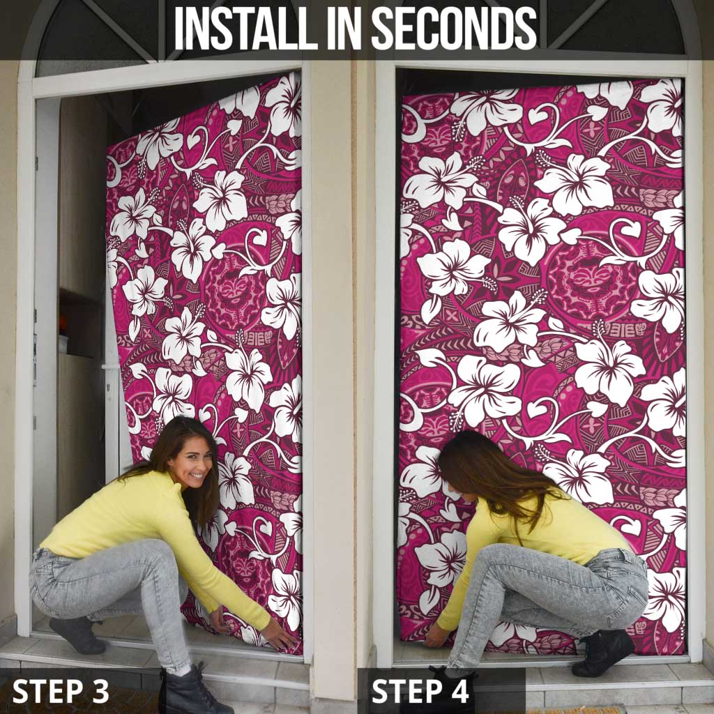 Piqi Bula Fiji Door Cover Fijian Tapa Seamless Hibiscus - Polynesian Pride