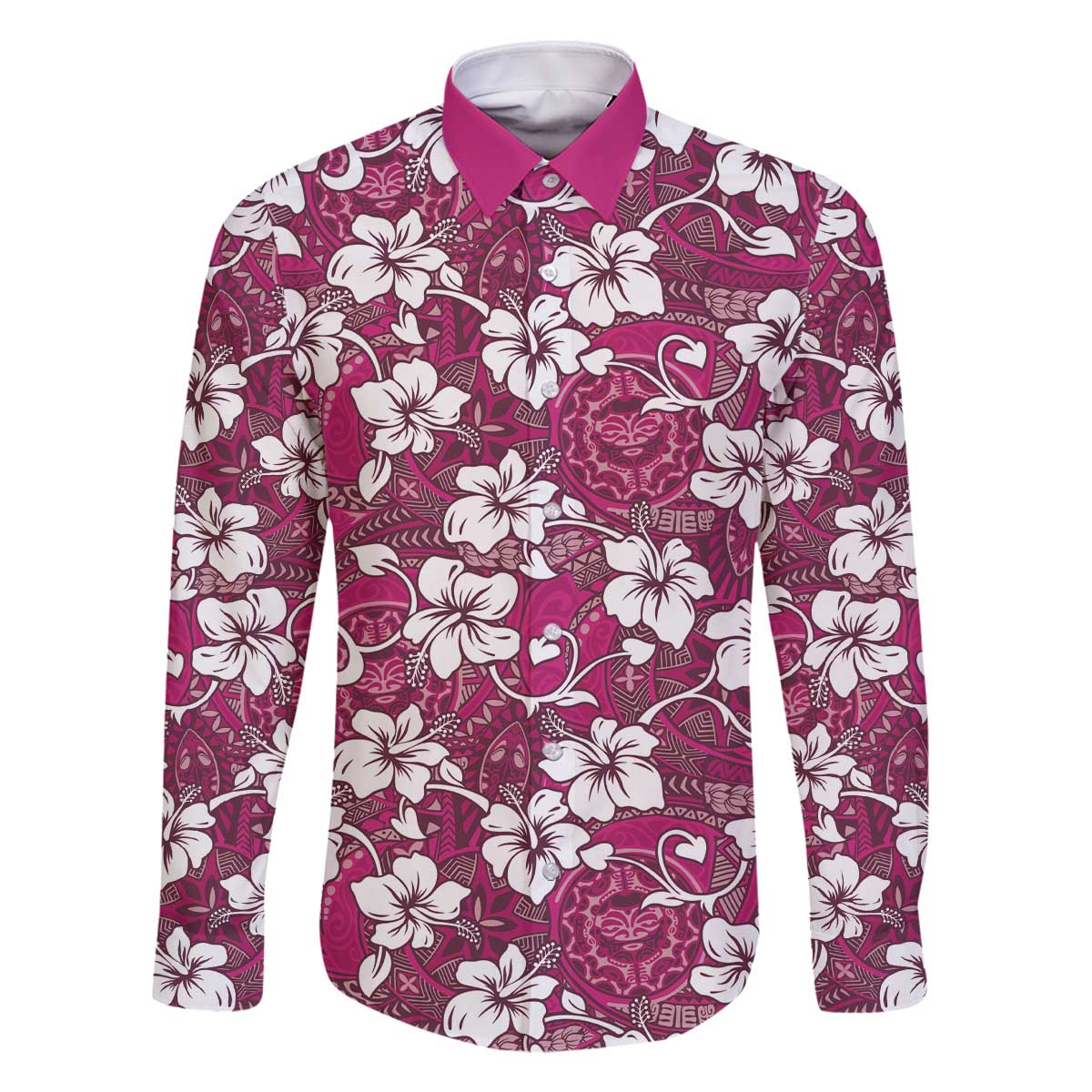 Piqi Bula Fiji Family Matching Off The Shoulder Long Sleeve Dress and Hawaiian Shirt Fijian Tapa Seamless Hibiscus - Polynesian Pride