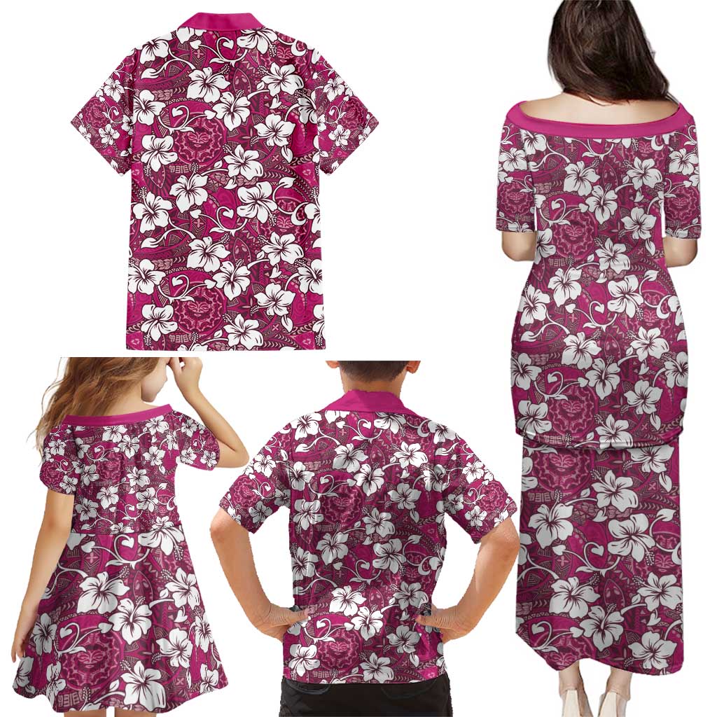 Piqi Bula Fiji Family Matching Puletasi and Hawaiian Shirt Fijian Tapa Seamless Hibiscus - Polynesian Pride