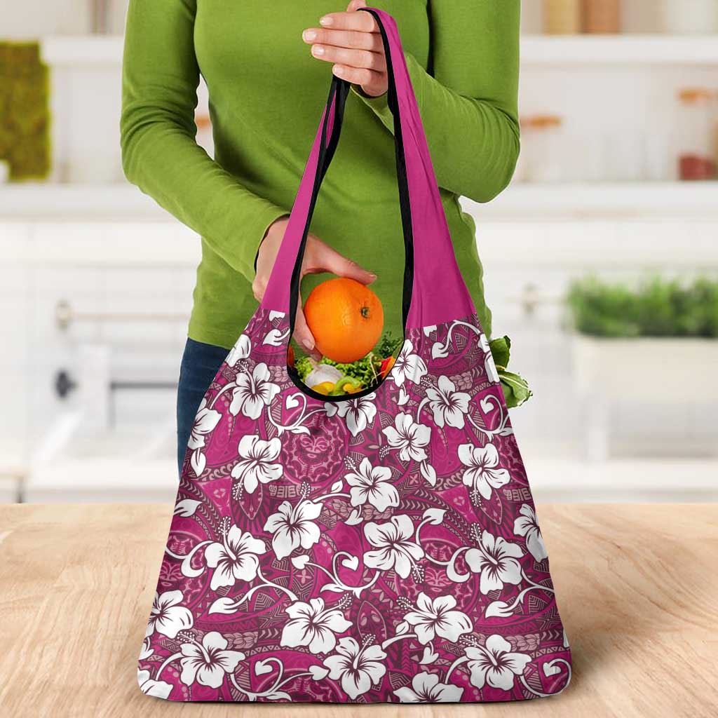 Piqi Bula Fiji Grocery Bag Fijian Tapa Seamless Hibiscus - Polynesian Pride