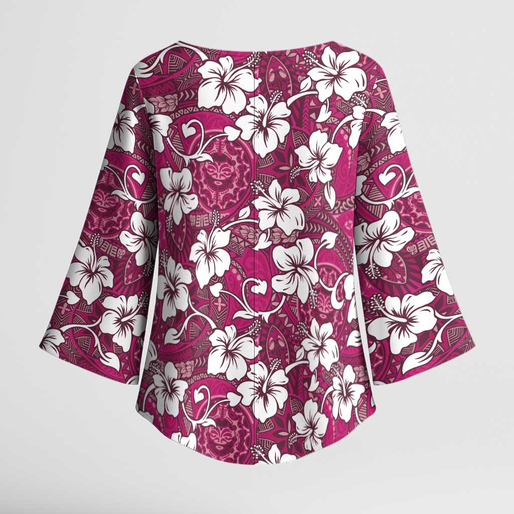 Piqi Bula Fiji Kimono Sleeve Blouse Fijian Tapa Seamless Hibiscus - Polynesian Pride