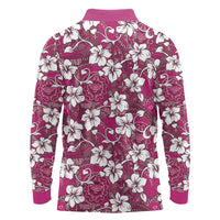 Piqi Bula Fiji Long Sleeve Polo Shirt Fijian Tapa Seamless Hibiscus - Polynesian Pride