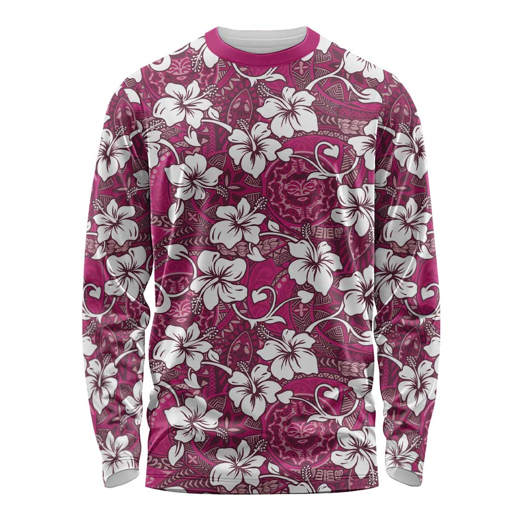 Piqi Bula Fiji Long Sleeve Shirt Fijian Tapa Seamless Hibiscus - Polynesian Pride