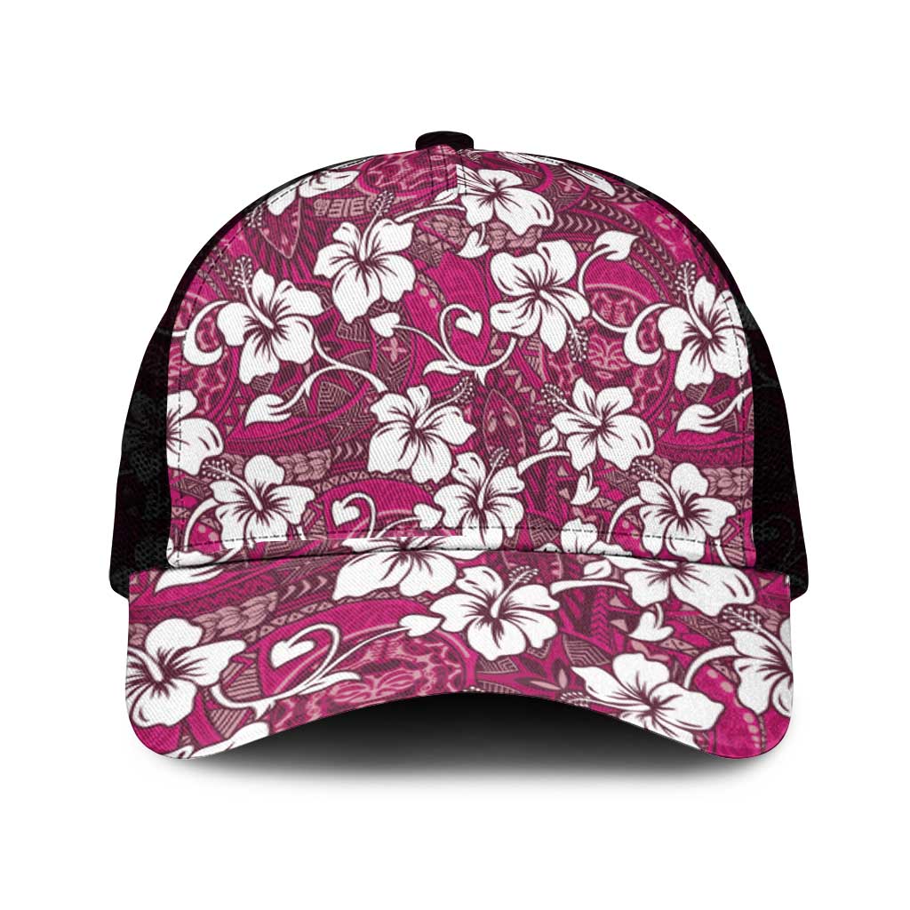 Piqi Bula Fiji Mesh Trucker Cap Fijian Tapa Seamless Hibiscus - Polynesian Pride