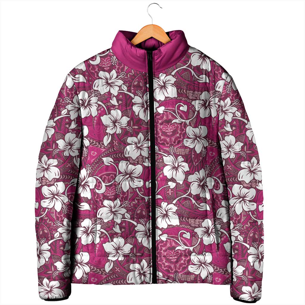 Piqi Bula Fiji Padded Jacket Fijian Tapa Seamless Hibiscus - Polynesian Pride