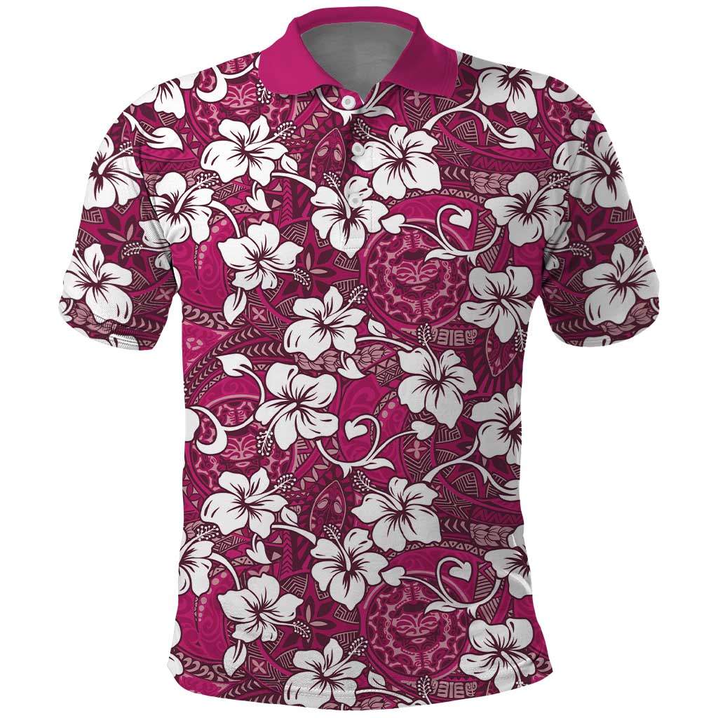 Piqi Bula Fiji Polo Shirt Fijian Tapa Seamless Hibiscus - Polynesian Pride