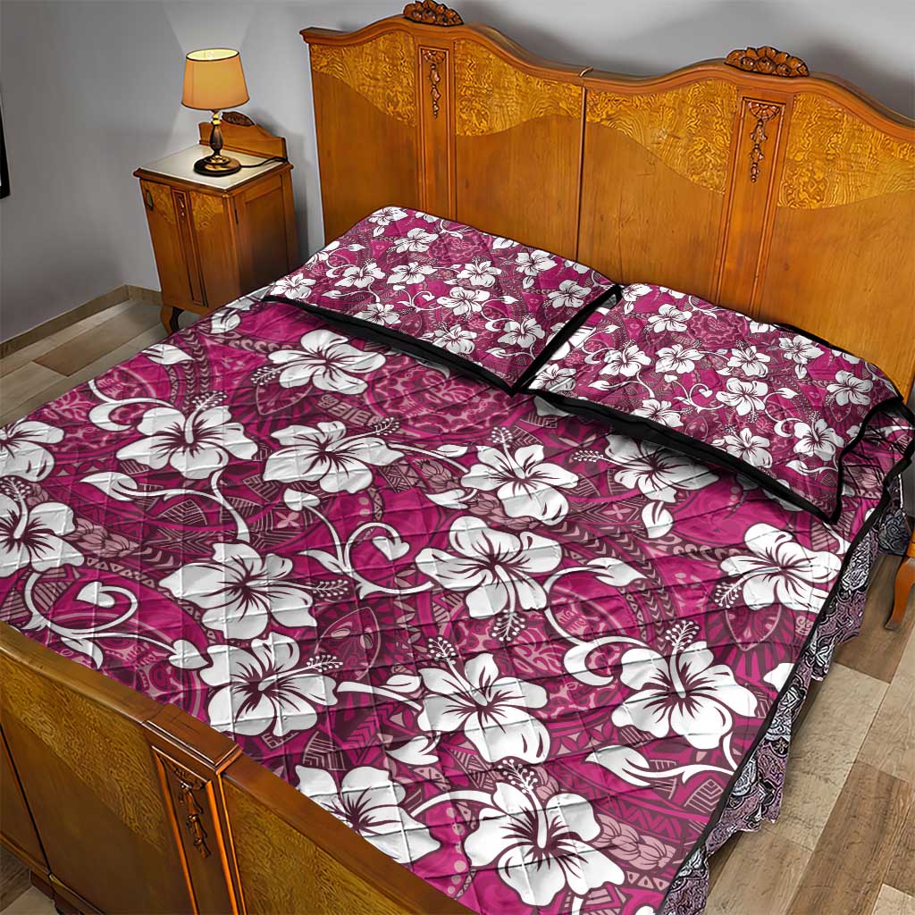 Piqi Bula Fiji Quilt Bed Set Fijian Tapa Seamless Hibiscus - Polynesian Pride