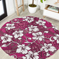 Piqi Bula Fiji Round Carpet Fijian Tapa Seamless Hibiscus - Polynesian Pride