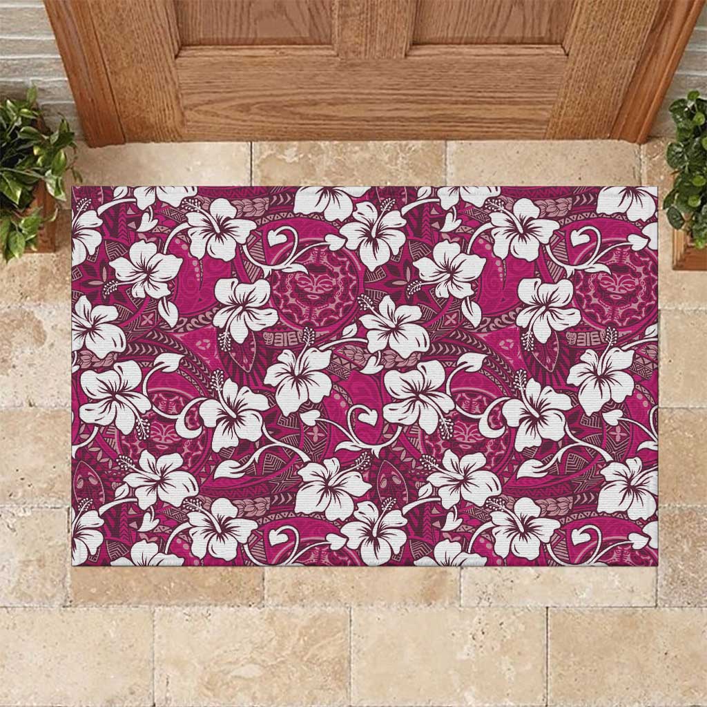 Piqi Bula Fiji Rubber Doormat Fijian Tapa Seamless Hibiscus - Polynesian Pride