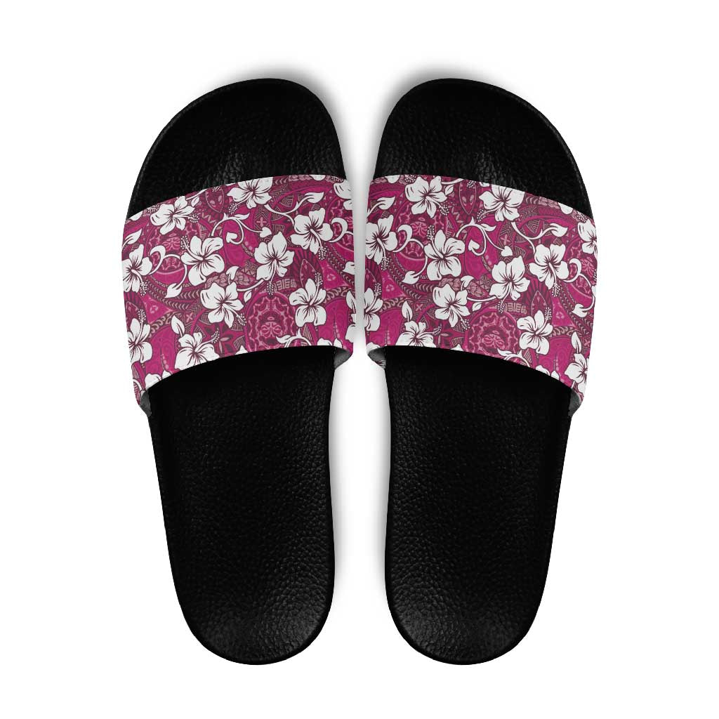 Piqi Bula Fiji Slide Sandals Fijian Tapa Seamless Hibiscus - Polynesian Pride