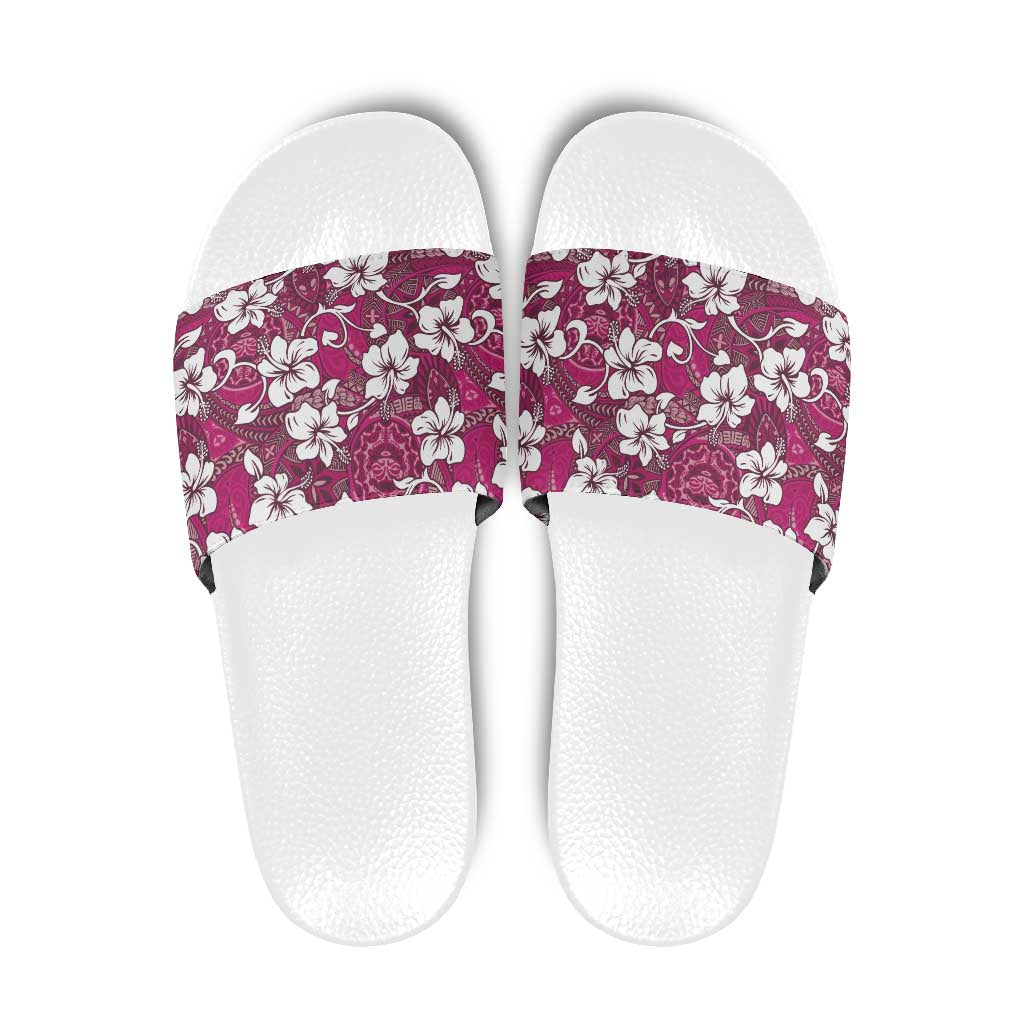 Piqi Bula Fiji Slide Sandals Fijian Tapa Seamless Hibiscus - Polynesian Pride