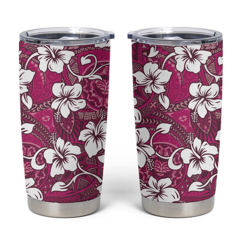 Piqi Bula Fiji Tumbler Cup Fijian Tapa Seamless Hibiscus - Polynesian Pride