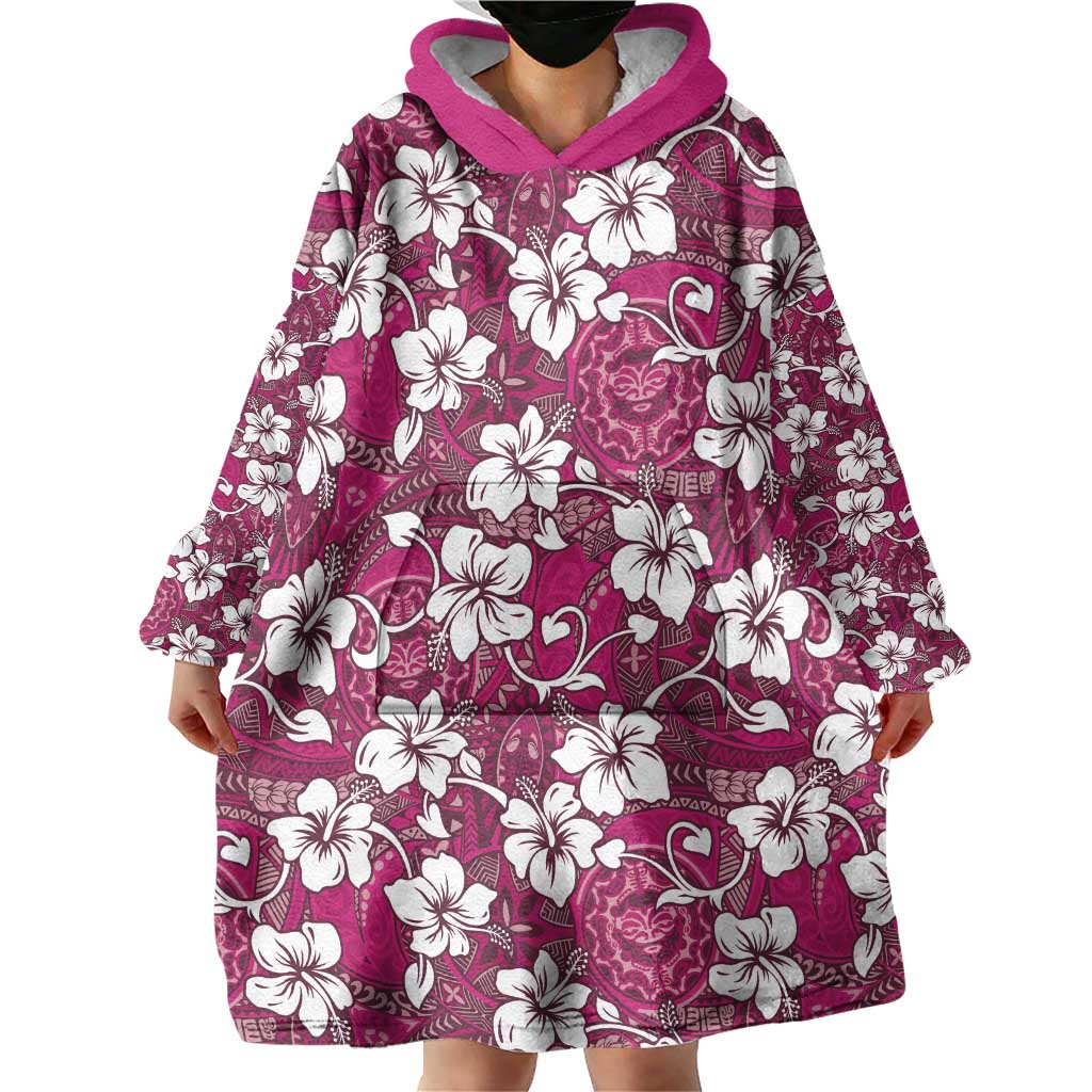 Piqi Bula Fiji Wearable Blanket Hoodie Fijian Tapa Seamless Hibiscus - Polynesian Pride