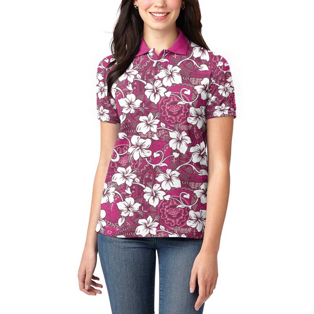 Piqi Bula Fiji Women Polo Shirt Fijian Tapa Seamless Hibiscus - Polynesian Pride