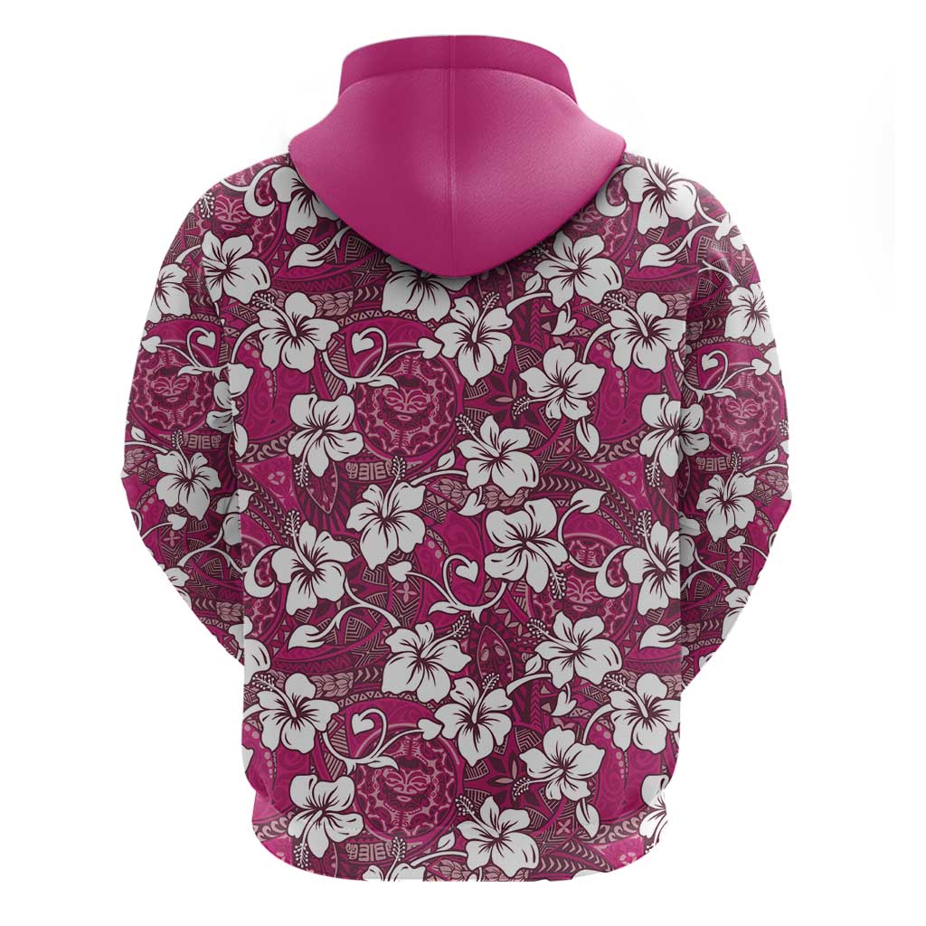 Piqi Bula Fiji Zip Hoodie Fijian Tapa Seamless Hibiscus - Polynesian Pride