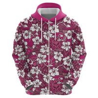 Piqi Bula Fiji Zip Hoodie Fijian Tapa Seamless Hibiscus - Polynesian Pride
