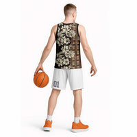 Bula Fiji Masi Basketball Jersey Tapa Tropical Hibiscus Half Stylized - Polynesian Pride