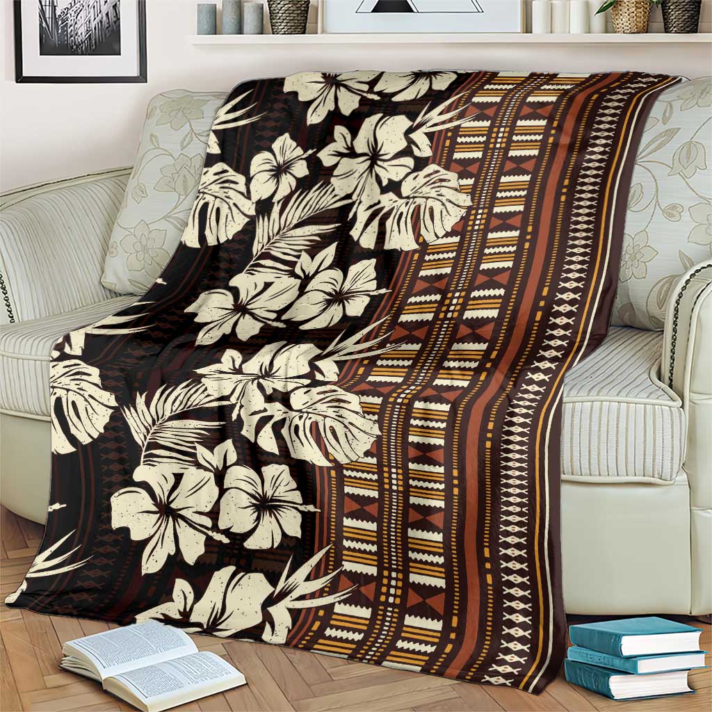 Bula Fiji Masi Blanket Tapa Tropical Hibiscus Half Stylized - Polynesian Pride