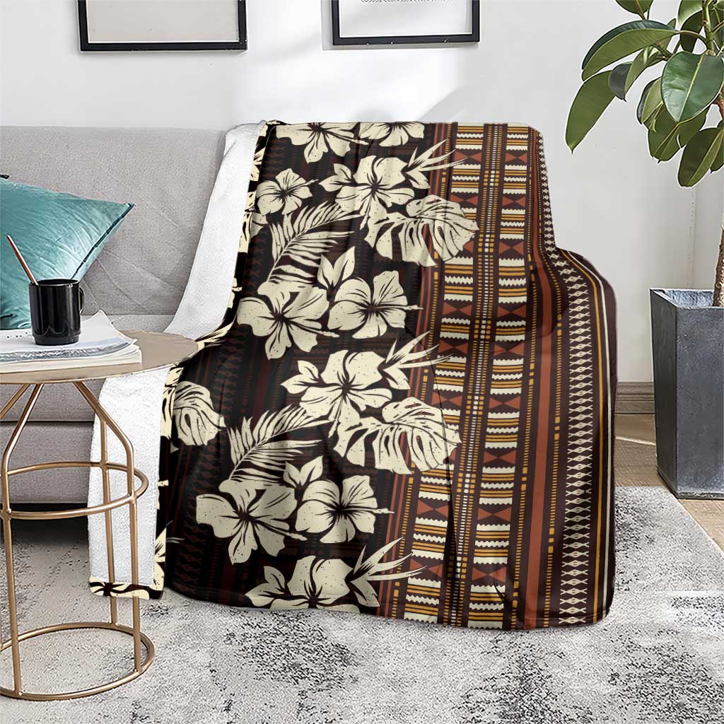 Bula Fiji Masi Blanket Tapa Tropical Hibiscus Half Stylized - Polynesian Pride