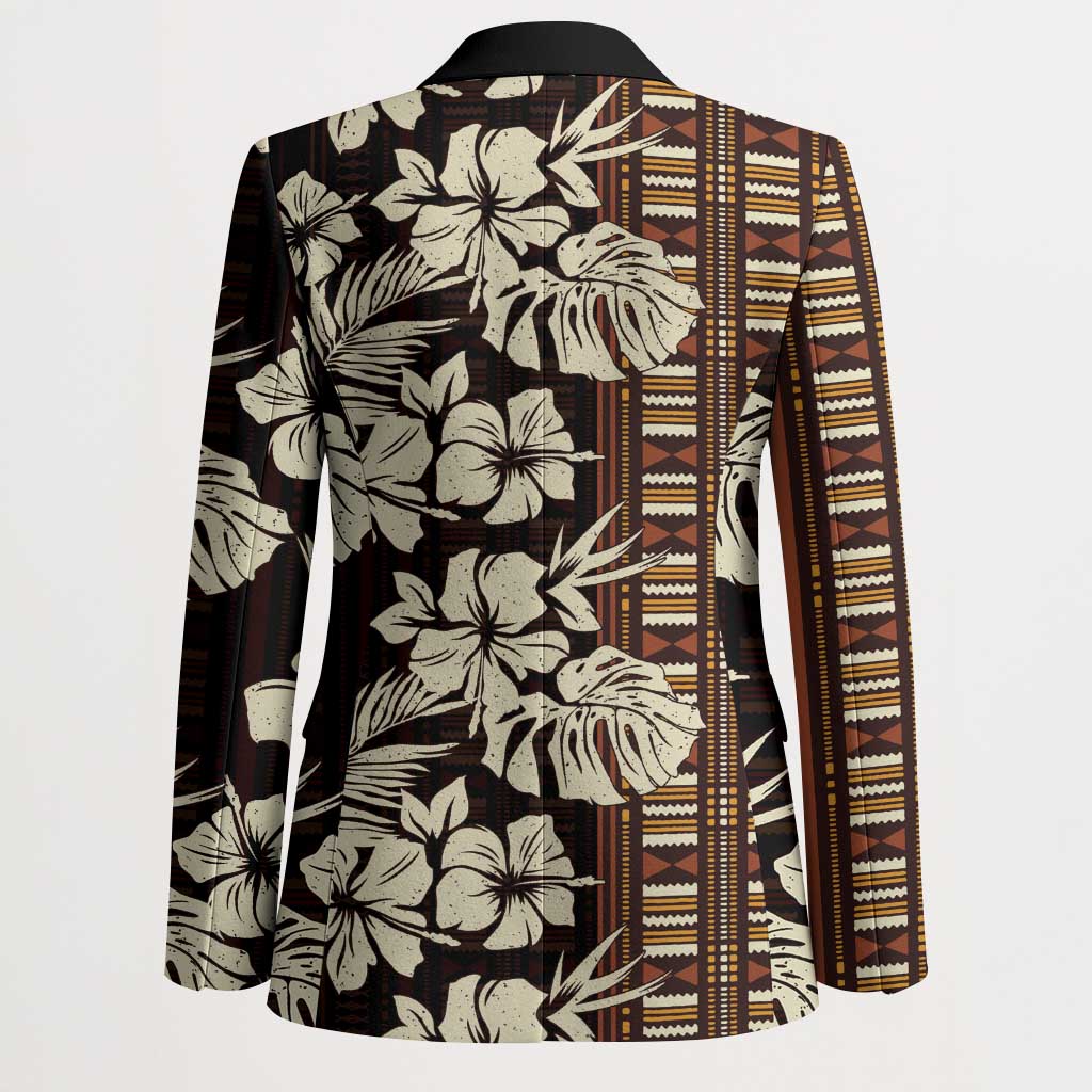 Bula Fiji Masi Blazer Tapa Tropical Hibiscus Half Stylized - Polynesian Pride