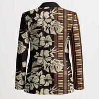 Bula Fiji Masi Blazer Tapa Tropical Hibiscus Half Stylized - Polynesian Pride