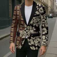 Bula Fiji Masi Blazer Tapa Tropical Hibiscus Half Stylized - Polynesian Pride