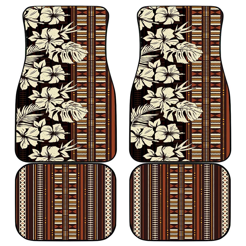Bula Fiji Masi Car Mats Tapa Tropical Hibiscus Half Stylized - Polynesian Pride