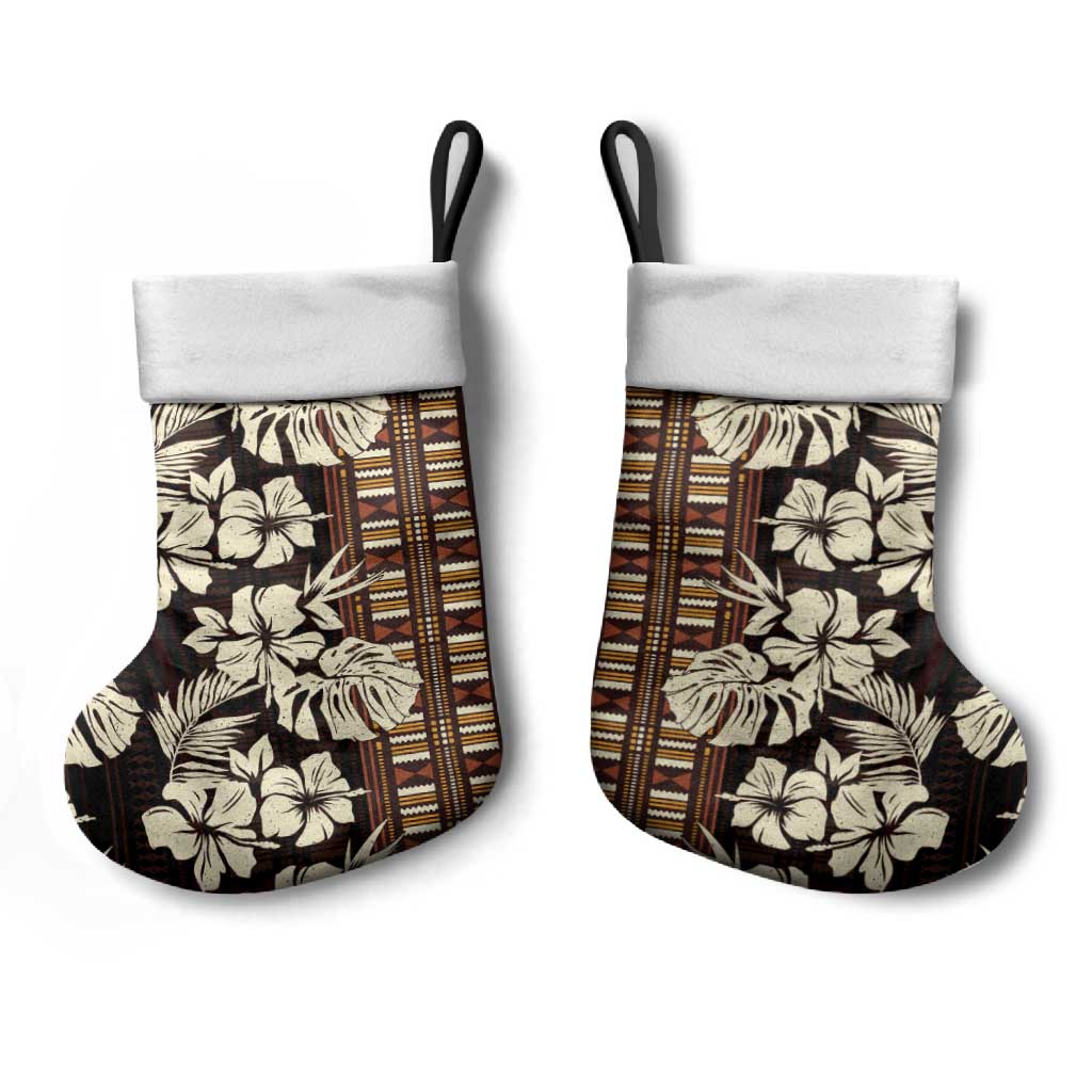 Bula Fiji Masi Christmas Stocking Tapa Tropical Hibiscus Half Stylized - Polynesian Pride