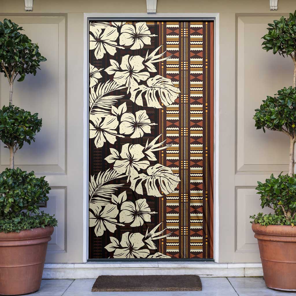Bula Fiji Masi Door Cover Tapa Tropical Hibiscus Half Stylized - Polynesian Pride