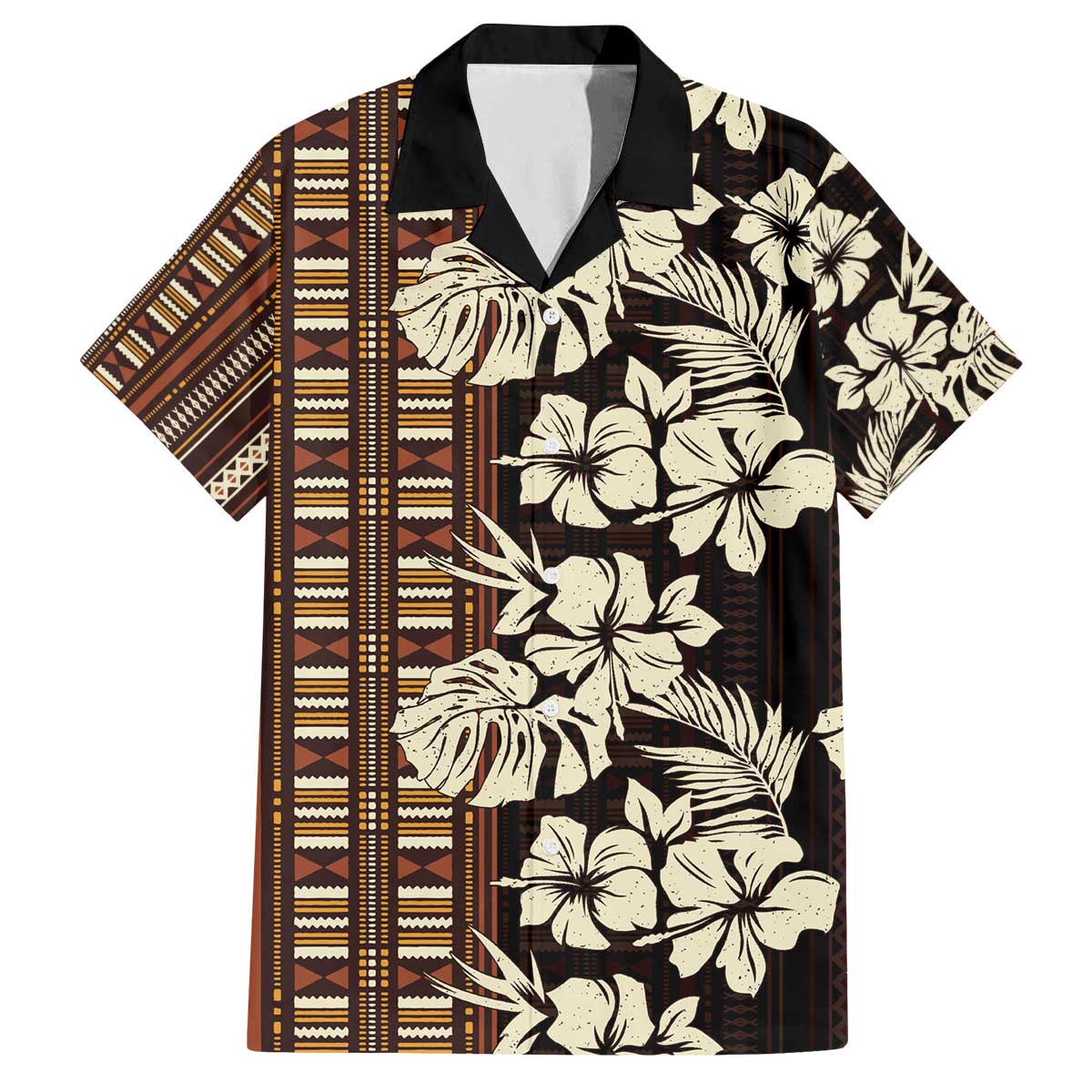 Bula Fiji Masi Family Matching Off The Shoulder Long Sleeve Dress and Hawaiian Shirt Tapa Tropical Hibiscus Half Stylized - Polynesian Pride