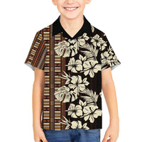 Bula Fiji Masi Family Matching Off Shoulder Short Dress and Hawaiian Shirt Tapa Tropical Hibiscus Half Stylized - Polynesian Pride