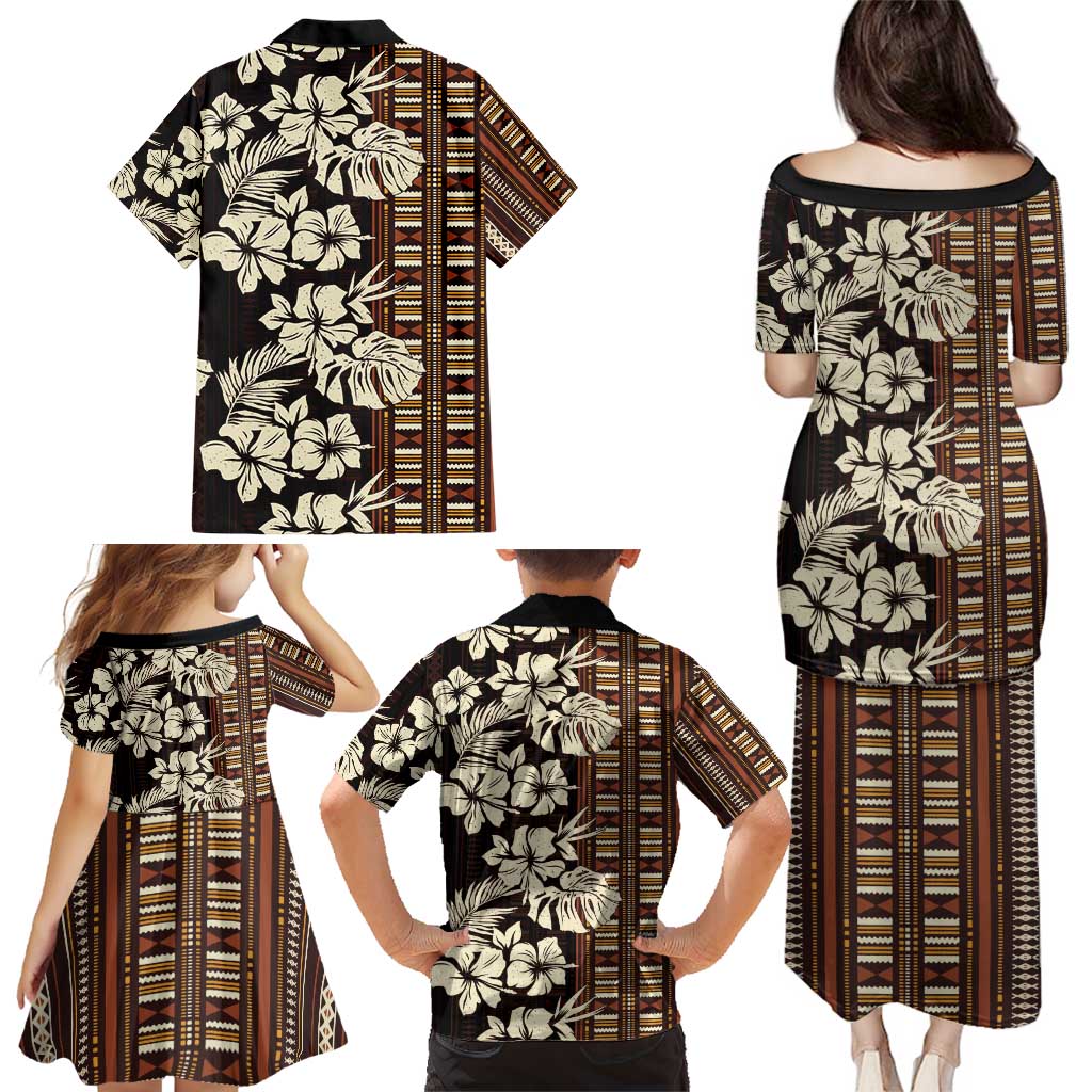 Bula Fiji Masi Family Matching Puletasi and Hawaiian Shirt Tapa Tropical Hibiscus Half Stylized - Polynesian Pride
