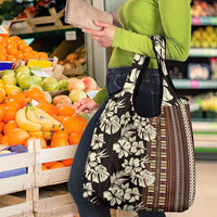 Bula Fiji Masi Grocery Bag Tapa Tropical Hibiscus Half Stylized - Polynesian Pride